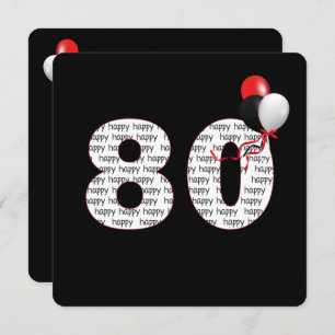 Feliz Aniversário De 80 No Convite Preto