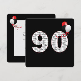 Feliz Aniversário De 90 No Convite Preto