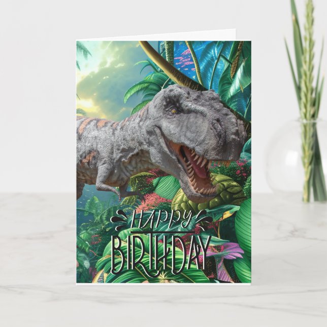 Feliz Aniversário Dinossauro Grande Cartão Jurássi (Frente)