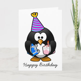 Feliz Aniversário do Cartão de Aniversário Pinguim