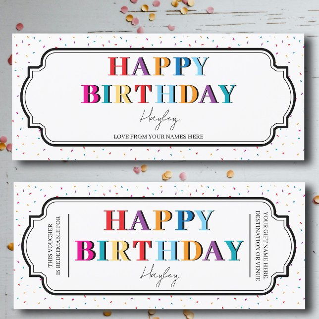 Feliz Aniversário do Certificado de Presente Perso (Happy Birthday Custom Gift Certificate Voucher)