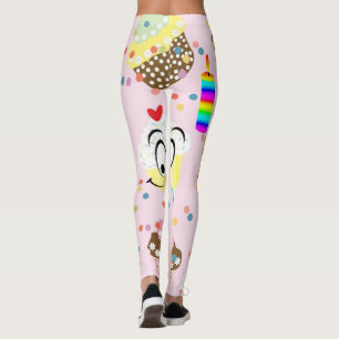 Feliz aniversário do Cupcake Leggings