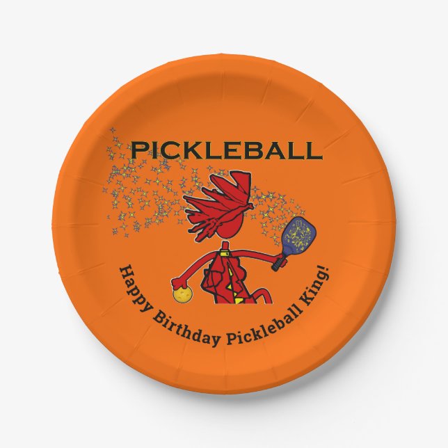Feliz aniversário do Pickleball! pratos de papel (Frente)