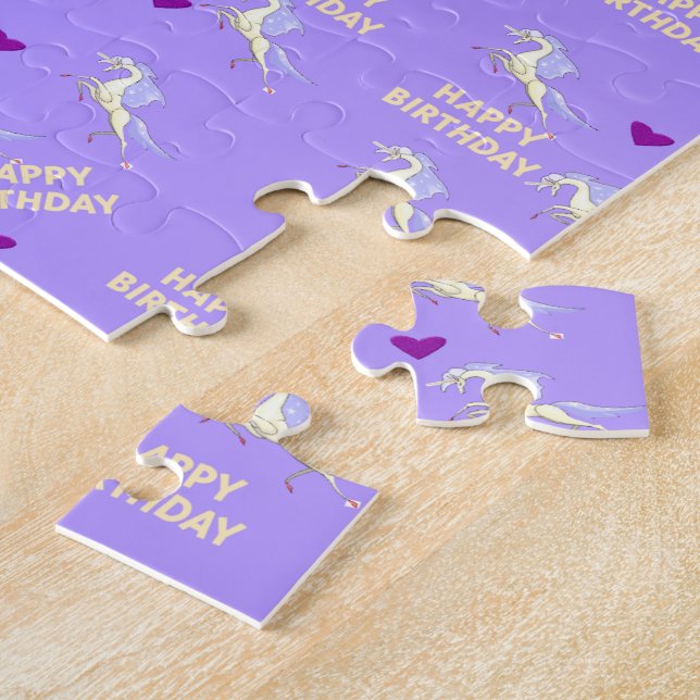Feliz Aniversário do quebra-cabeça Roxo Unicorn (Lateral)