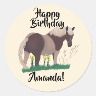 Feliz aniversário dois autocolantes de cavalo