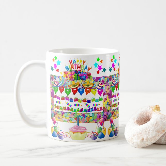 Feliz aniversário dos balões de caneca (Com Donut)