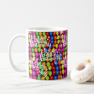 Feliz aniversário dos balões de caneca