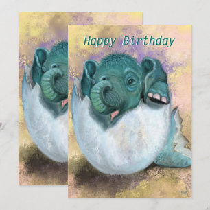 Feliz Aniversário - Elefante Bebê Hatching from