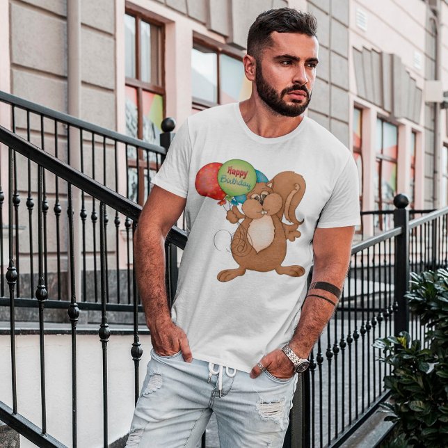 Feliz Aniversário Esquilo Mens T-Shirt (Criador carregado)