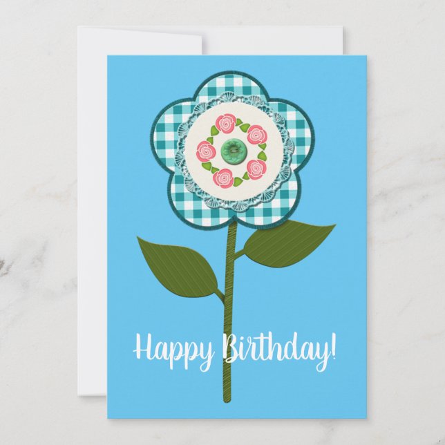 Feliz aniversário! Flor do Tecido Faux bonito (Frente)