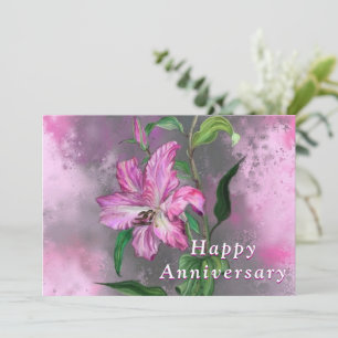 Feliz Aniversário - Flor Lily Rosa Púrpura
