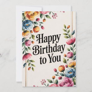 Feliz Aniversário Floral Saudação