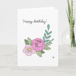 Feliz Aniversário Flores 1 Cartão