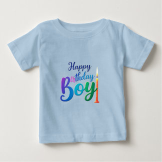 Feliz Aniversário Garoto Colorido Camiseta Bebê Co