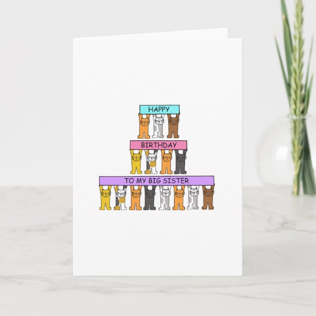 Feliz Aniversário Gatos de Cartões da Irmã (Frente)