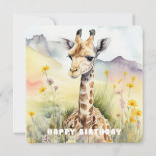 Feliz Aniversário Girafa Flat Card