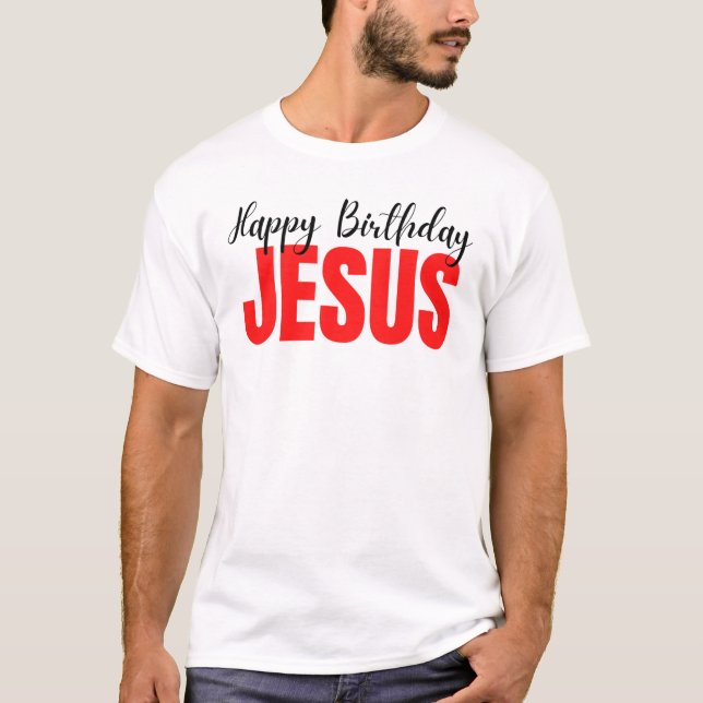 Feliz aniversário Jesus Camisa de Natal (Frente)