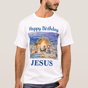 Feliz aniversário Jesus Camiseta de Natal dos Home