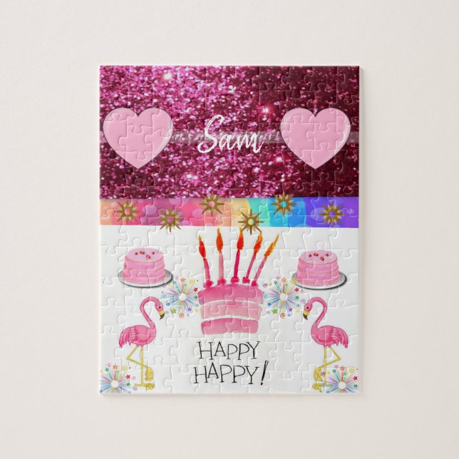 Feliz aniversário Jigsera Quebra-cabeça Flamingo (Vertical)