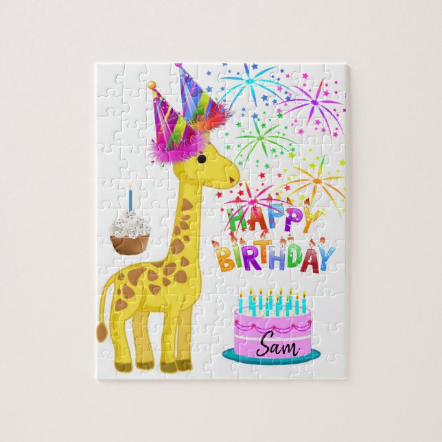 Feliz Aniversário Jigsera Quebra-cabeça Giraffe (Vertical)
