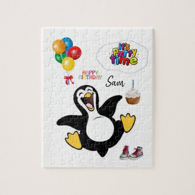 Feliz aniversário Jigsera Quebra-cabeça Penguin (Vertical)
