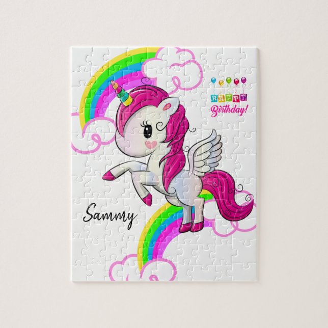 Feliz Aniversário Jigsera Quebra-cabeça Unicorn (Vertical)