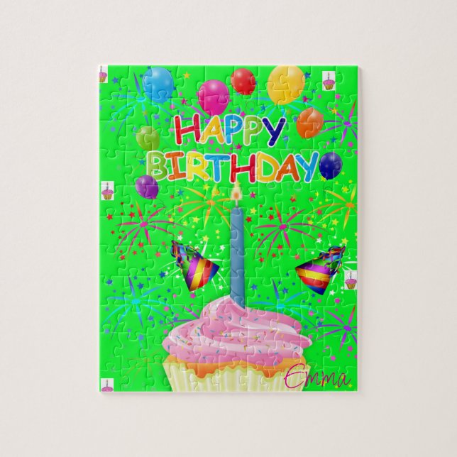 Feliz aniversário Jigsera Quebra-cabeça Verde bril (Vertical)