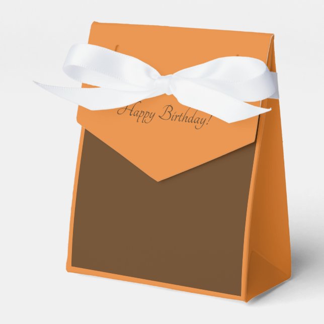 feliz aniversário, laranja e caixa marrom (Frente)