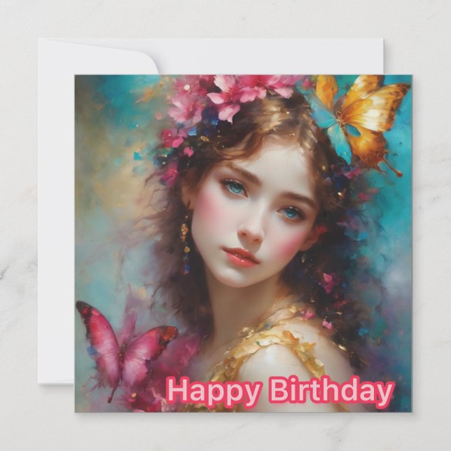 FELIZ ANIVERSÁRIO ~ Linda jovem (Frente)