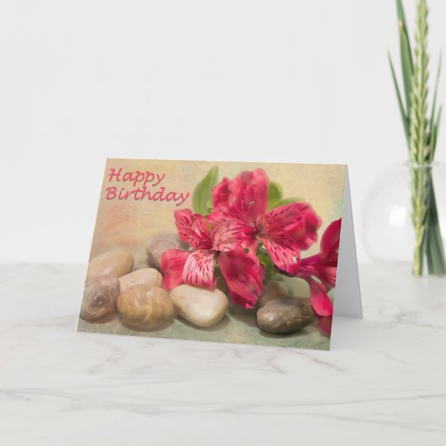 Feliz Aniversário Lírios Do Cartão Do Nilo (Frente)