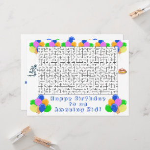 Feliz Aniversário Maze e Balões Criança Incrível
