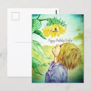 Feliz Aniversário Menino   Cartão Postal de Girass