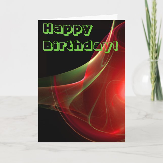 Feliz Aniversário Modelo Abstrato Vermelho Verde e (Frente)