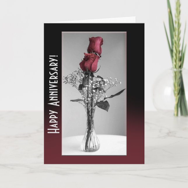 Feliz Aniversário Modelo Monocromático de Rosas Ve (Frente)
