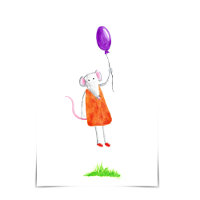Feliz Aniversário Mouse Missy segurando um cartão 