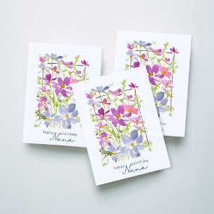 Feliz Aniversário Nana Cartão Floral de Aquarela L