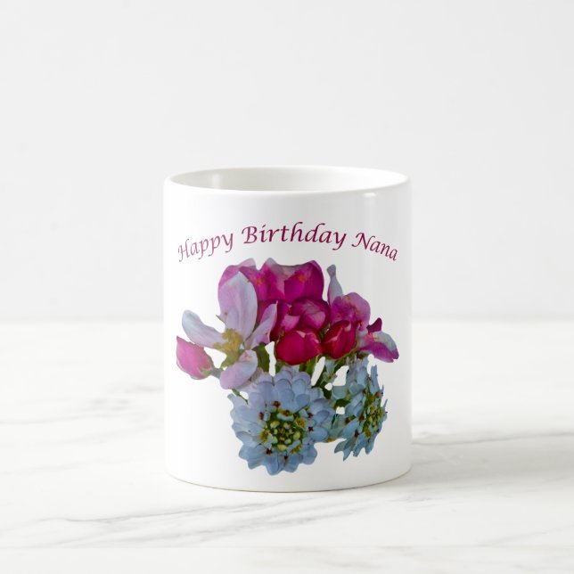 Feliz Aniversário Nanna. Canecas Florais (Centro)