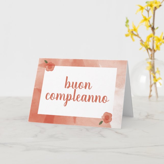 Feliz aniversário no cartão italiano (Flor Amarela)