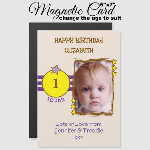 Feliz Aniversário - Nome da foto - idade - cartão 