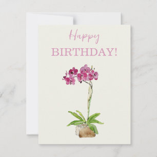Feliz Aniversário Orquídea Mariposa Aquarela