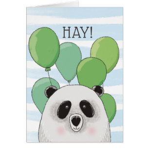 Feliz aniversário. Panda bonita. Cartão verde-azul