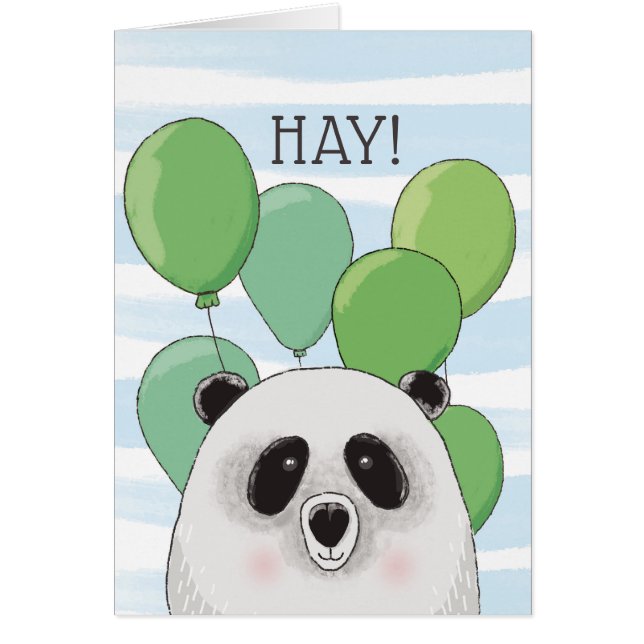Feliz aniversário. Panda bonita. Cartão verde-azul (Frente)