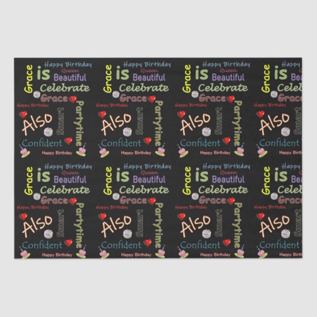 Feliz Aniversário, Papel de Tecido Grace (Frente )