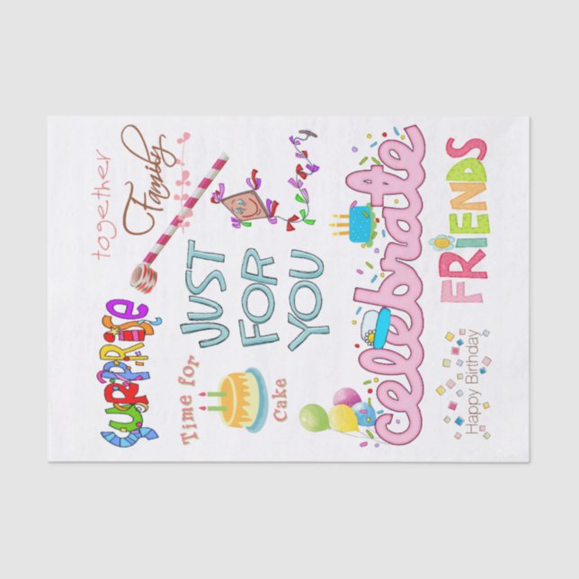 Feliz Aniversário Papel Tecido Amigos FamíliaSurpr (Frente )