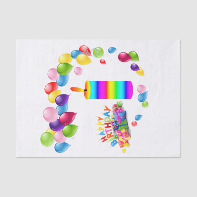 Feliz Aniversário Papel Tecido Balões de Velas (Frente )