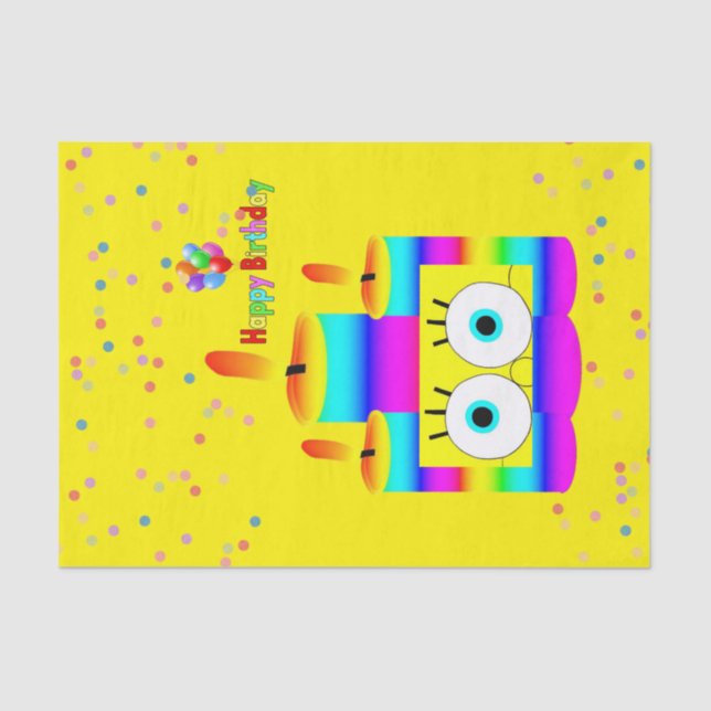 Feliz Aniversário Papel Tecido Colorido (Frente )