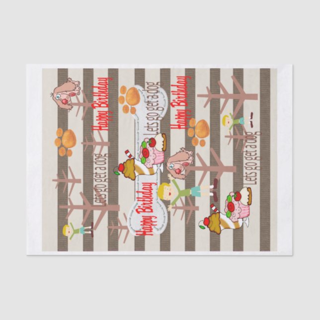 Feliz Aniversário Papel Tecido Desejo de um cão (Frente )