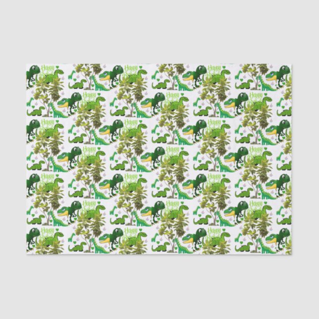 Feliz Aniversário Papel Tecido Dinossauro (Frente )