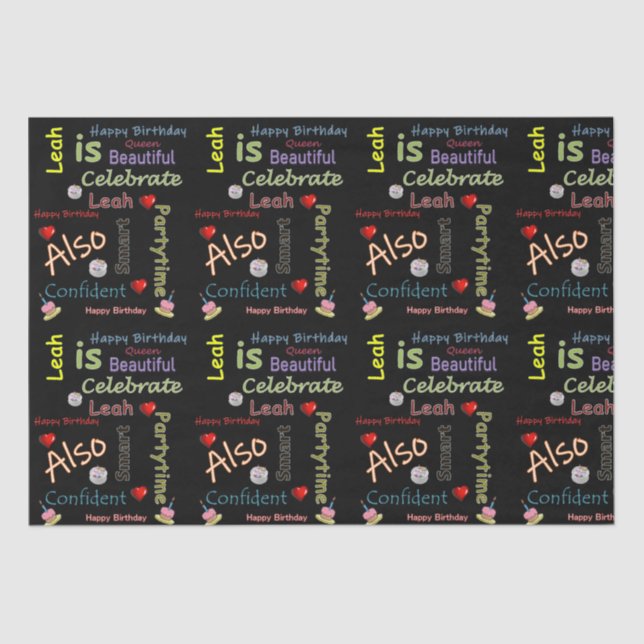 Feliz Aniversário Papel Tecido Leah (Frente )