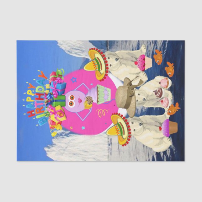 Feliz Aniversário Papel Tecido Polar Urso (Frente )